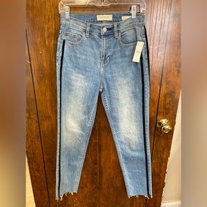 NWT PACSUN Velvet Side Stripe Raw Hem Ankle Jeans *Vintage Icon Women’s Size 25